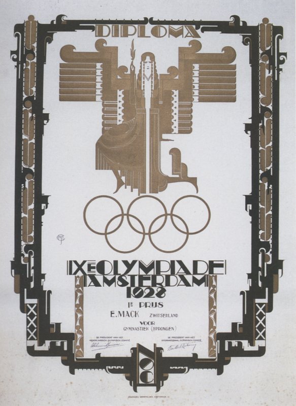 diploma olympic games 1928 amsterdam