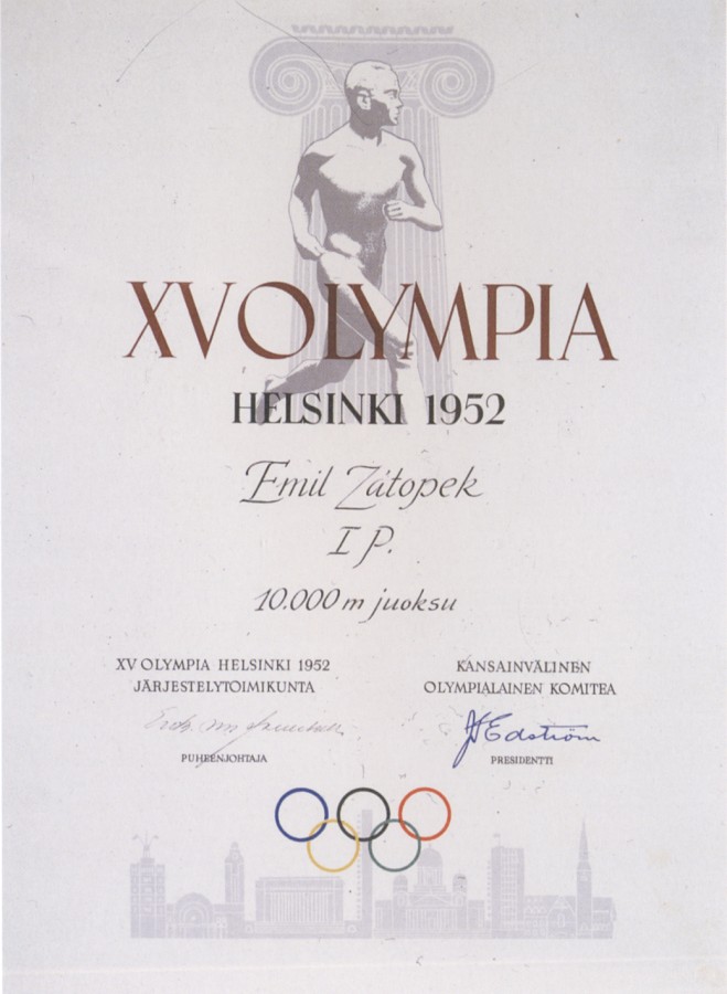 diploma olympic games 1952 helsinki