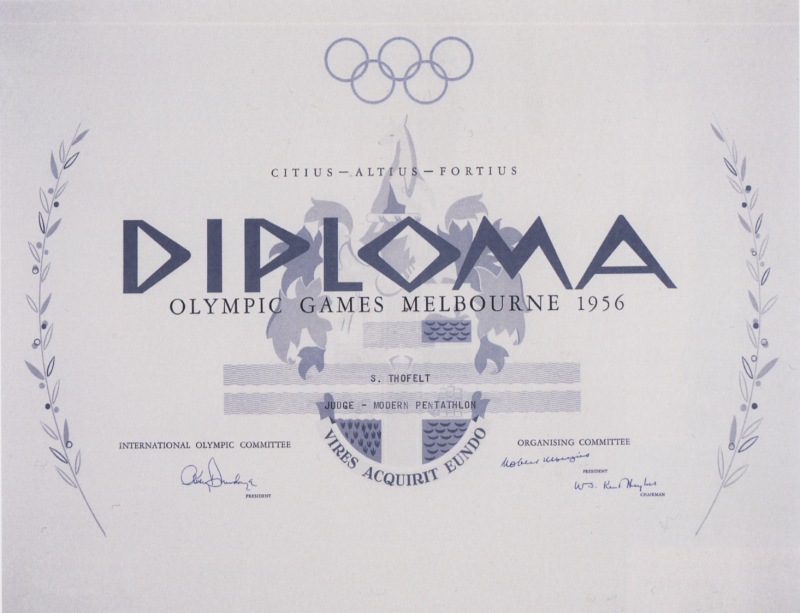 diploma olympic games 1956 melbourne
