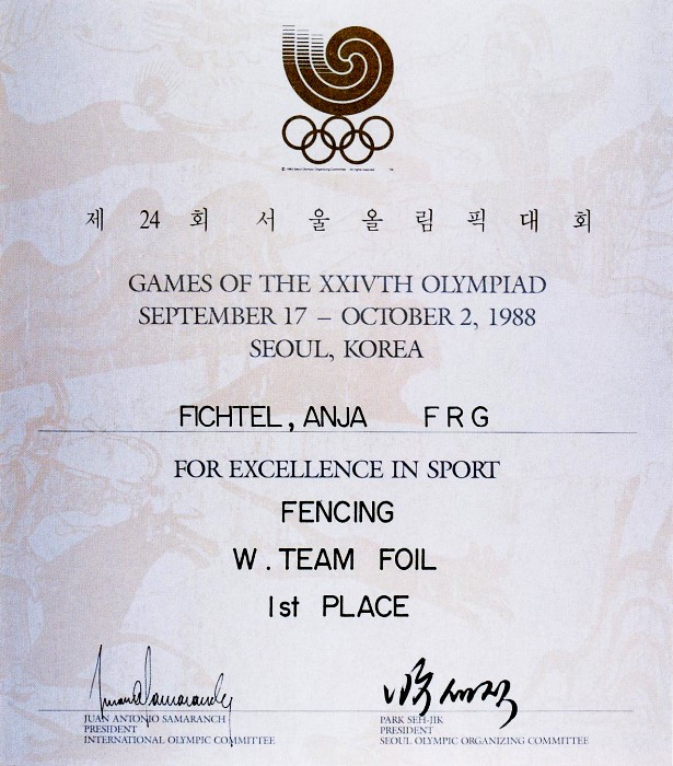 diploma olympic games 1988 seoul