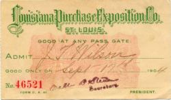 ticket 1904 world exposition st. louis