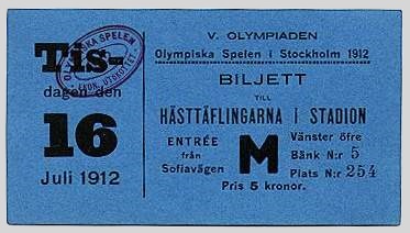 ticket olympic games 1912 stockholm