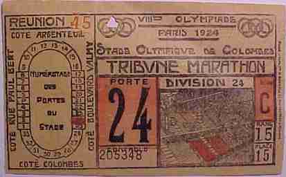 ticket olympic games 1924 paris