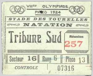 ticket olympic games 1924 paris