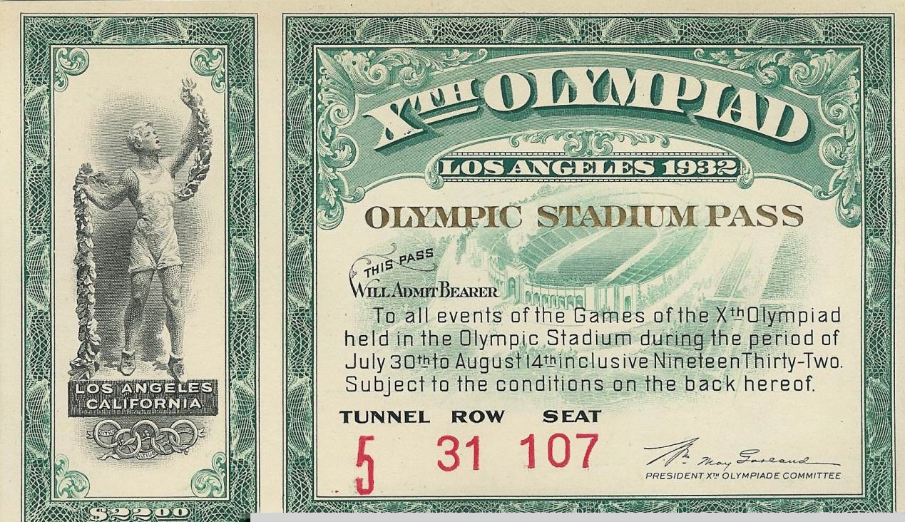 ticket olympic games 1932 los angeles