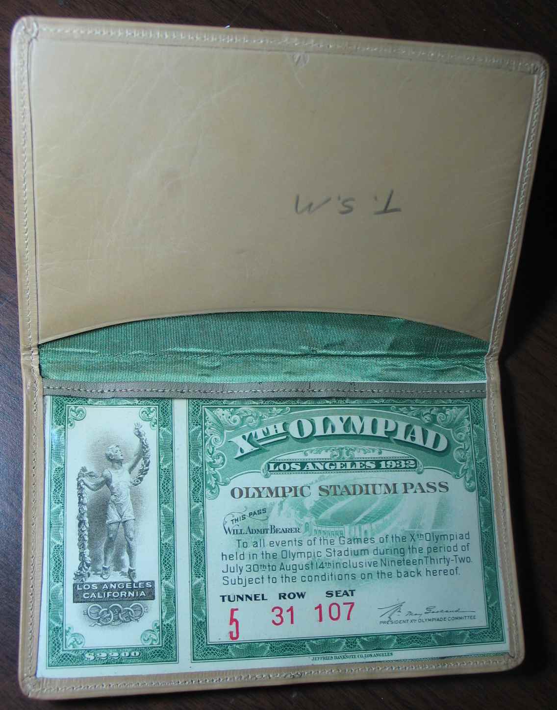 ticket olympic games 1932 los angeles