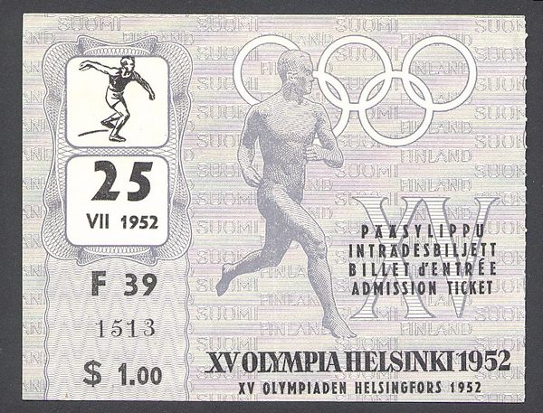 ticket olympic games 1952