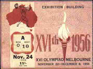 ticket olympic games 1956 melbourne