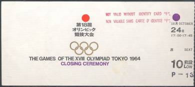 ticket olympic games 1964 tokyo