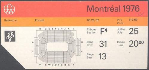 ticket olympic games 1976 Montreal