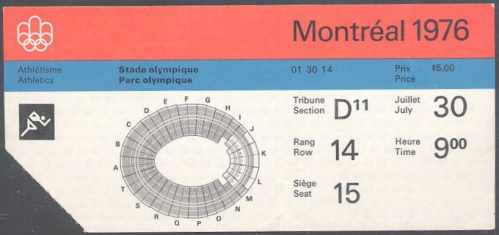 ticket olympic games 1976 Montreal