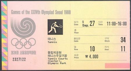 ticket olympic games 1988 seoul