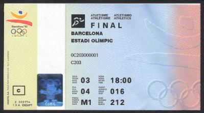 ticket olympic games 1992 barcelona