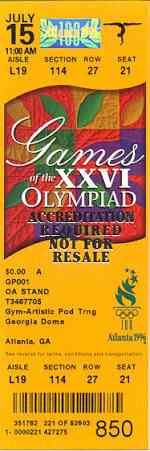 ticket olympic games 1996 atlanta