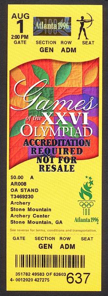 ticket olympic games 1996 atlanta