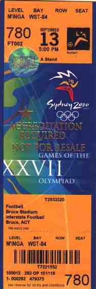 ticket olympic games 2000 sydney